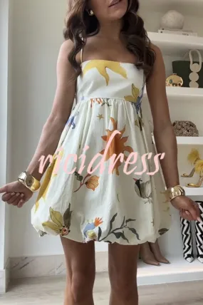 Amayah Unique Print Cloud-shaped Hem Babydoll Slip Mini Dress