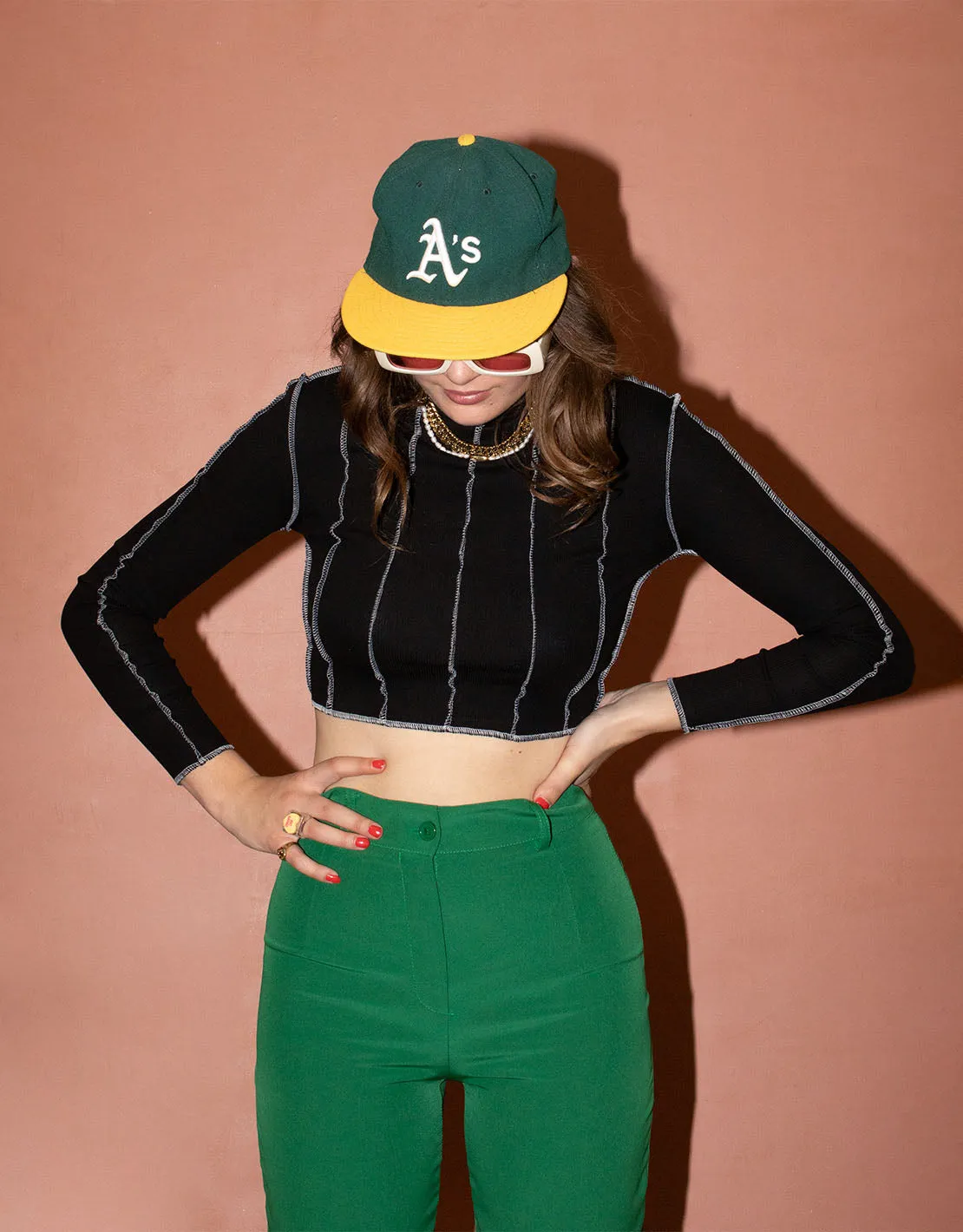 Inside out cropped longsleeve top