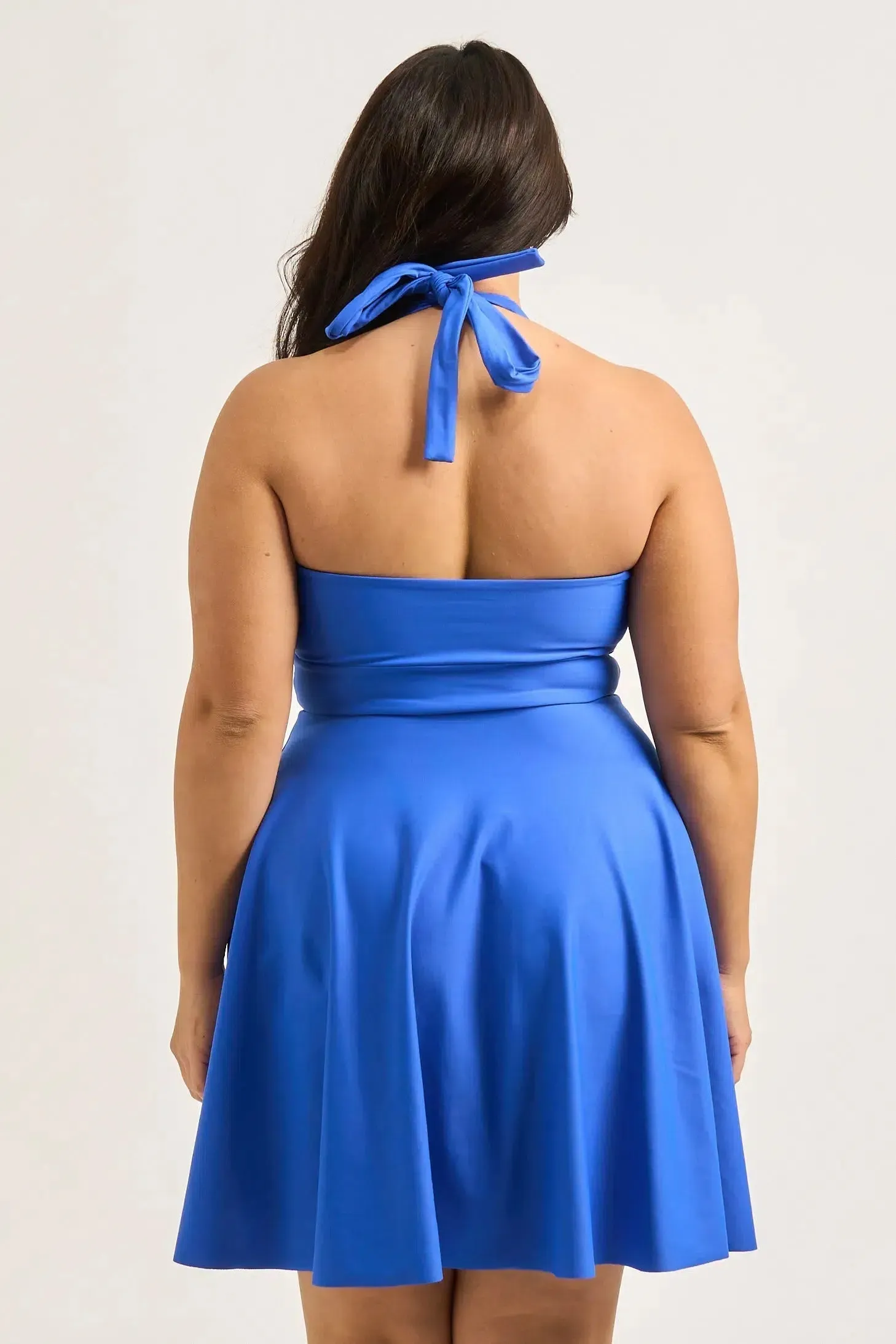 Performance Halter Comfort Crop Mini Dress - Electric Blue