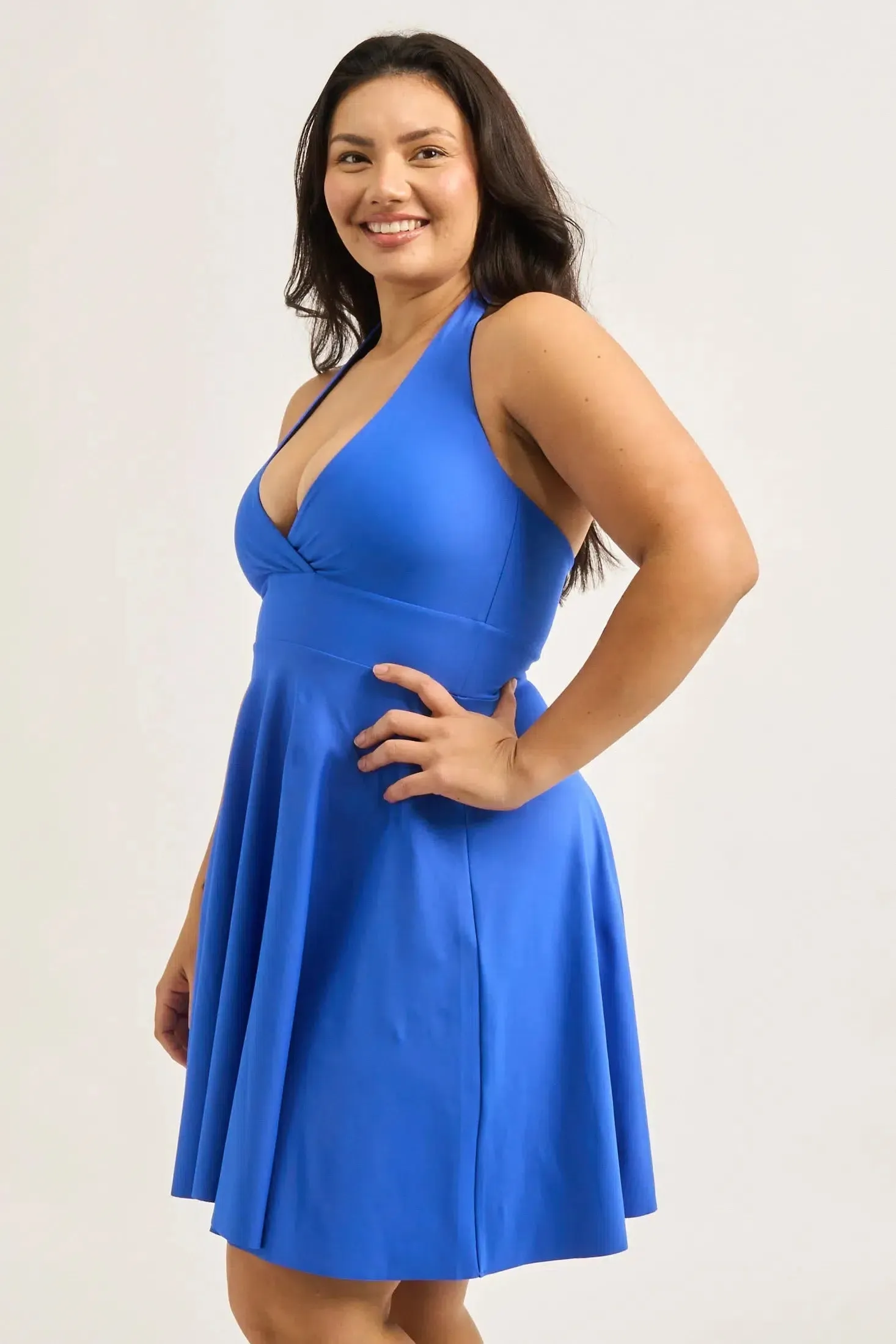 Performance Halter Comfort Crop Mini Dress - Electric Blue