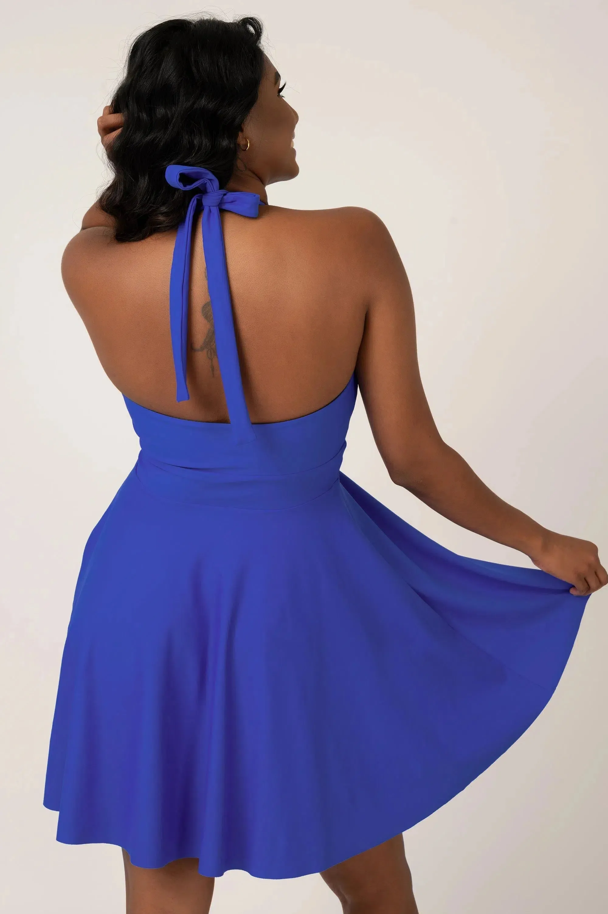 Performance Halter Comfort Crop Mini Dress - Electric Blue