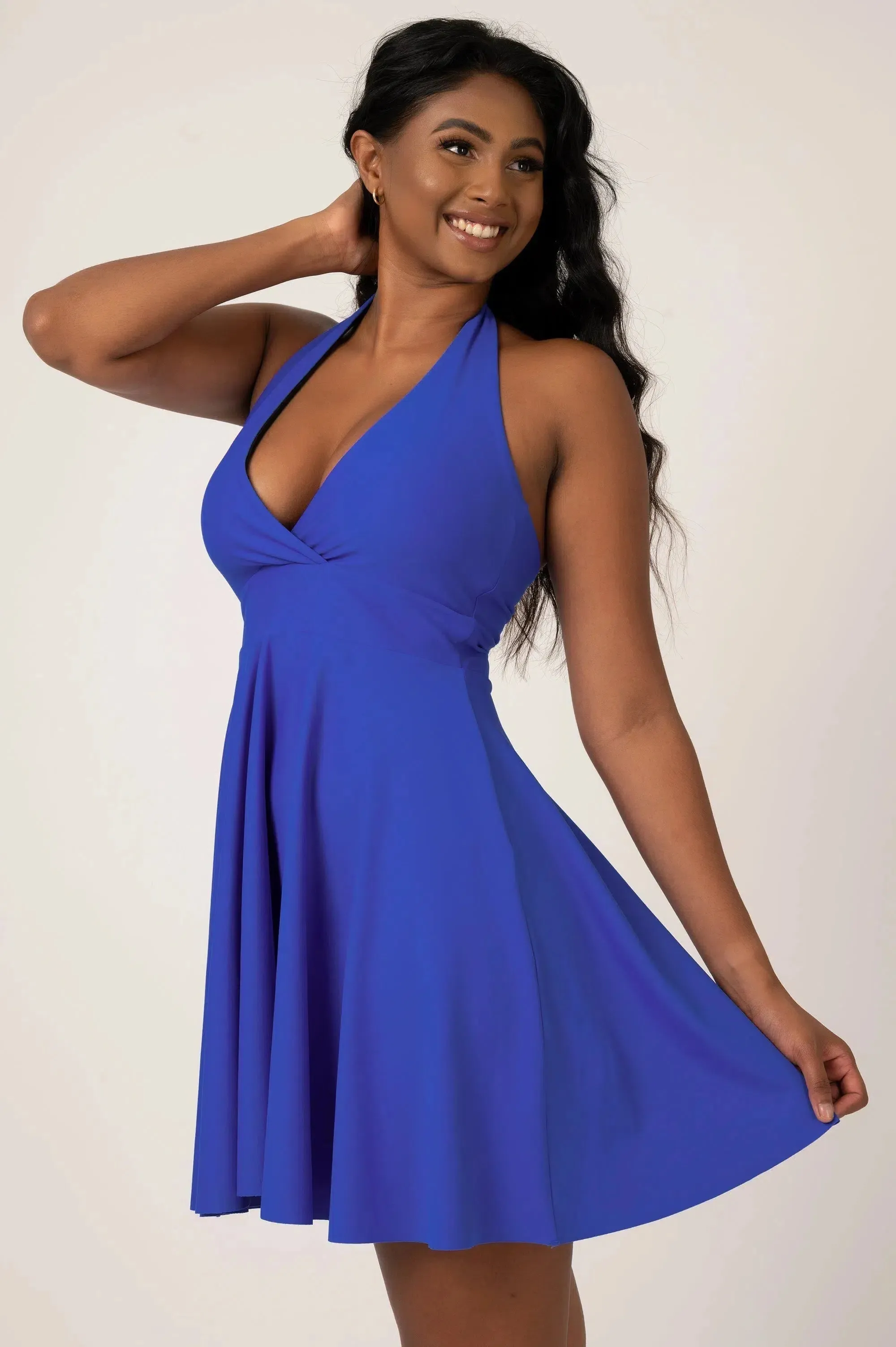 Performance Halter Comfort Crop Mini Dress - Electric Blue