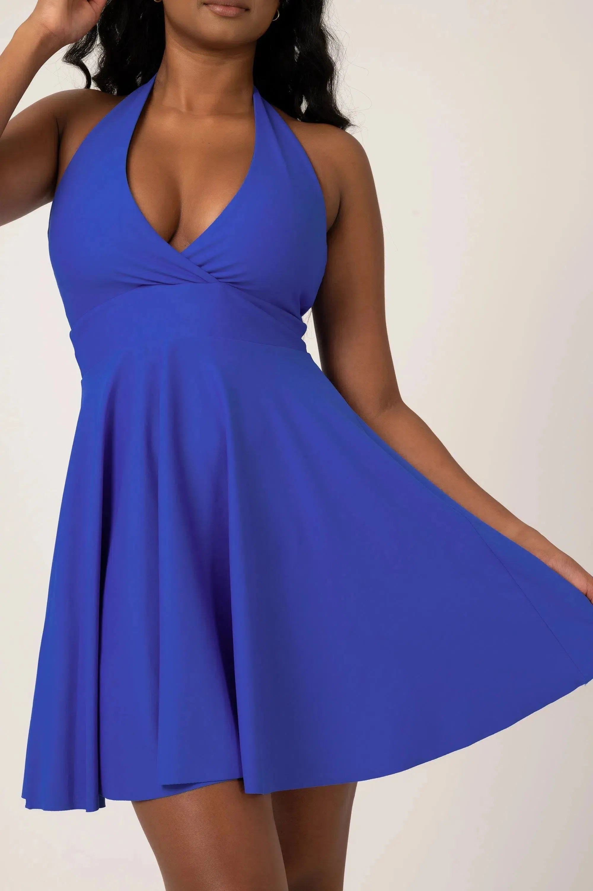 Performance Halter Comfort Crop Mini Dress - Electric Blue