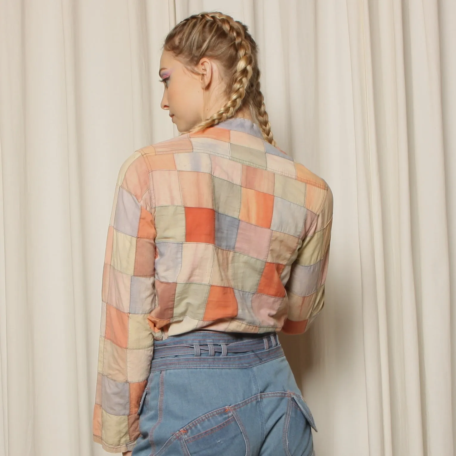 Vintage 70's Patchwork Cotton India Henley Shirt