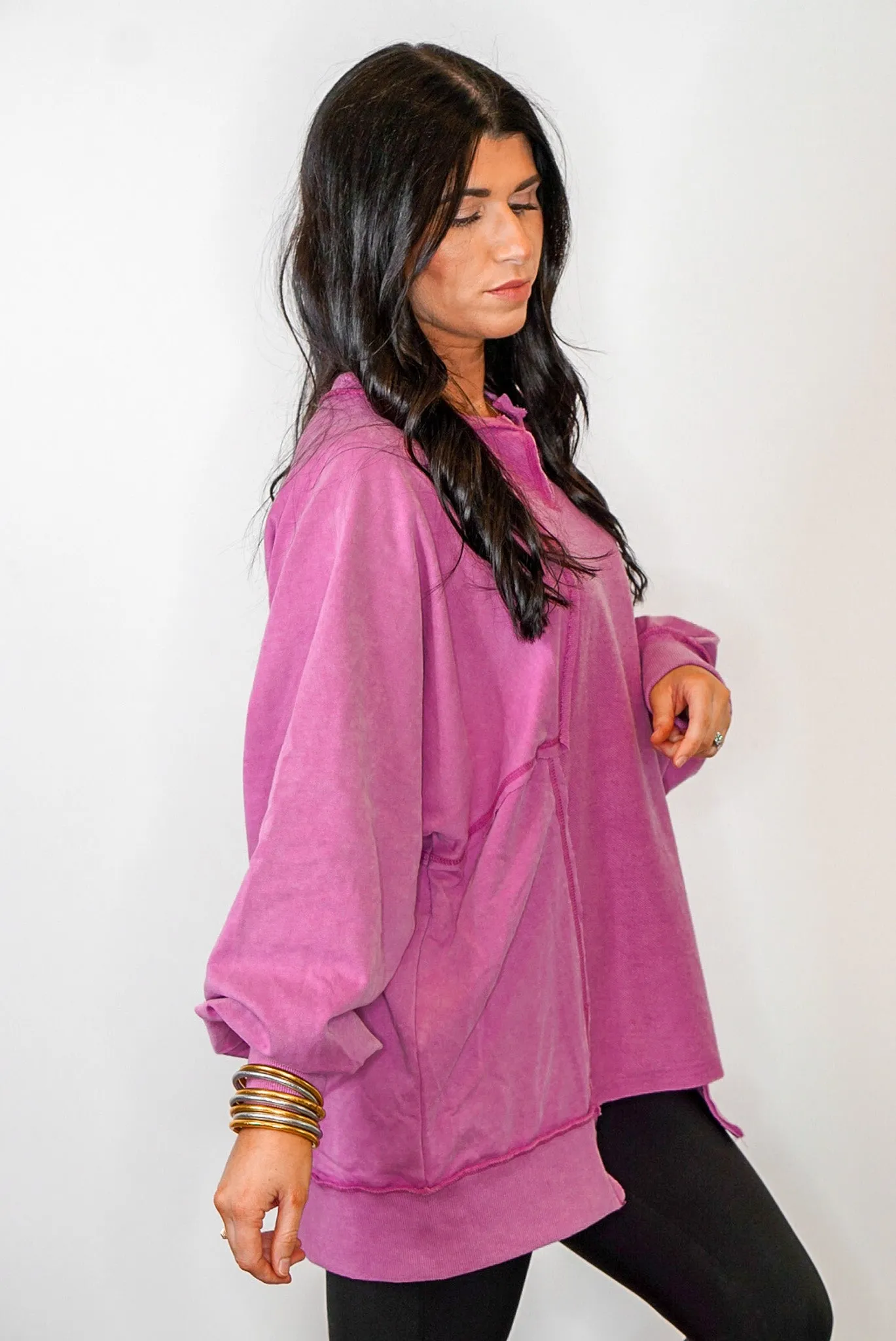 Weekend Favorite Washed Mauve Pullover