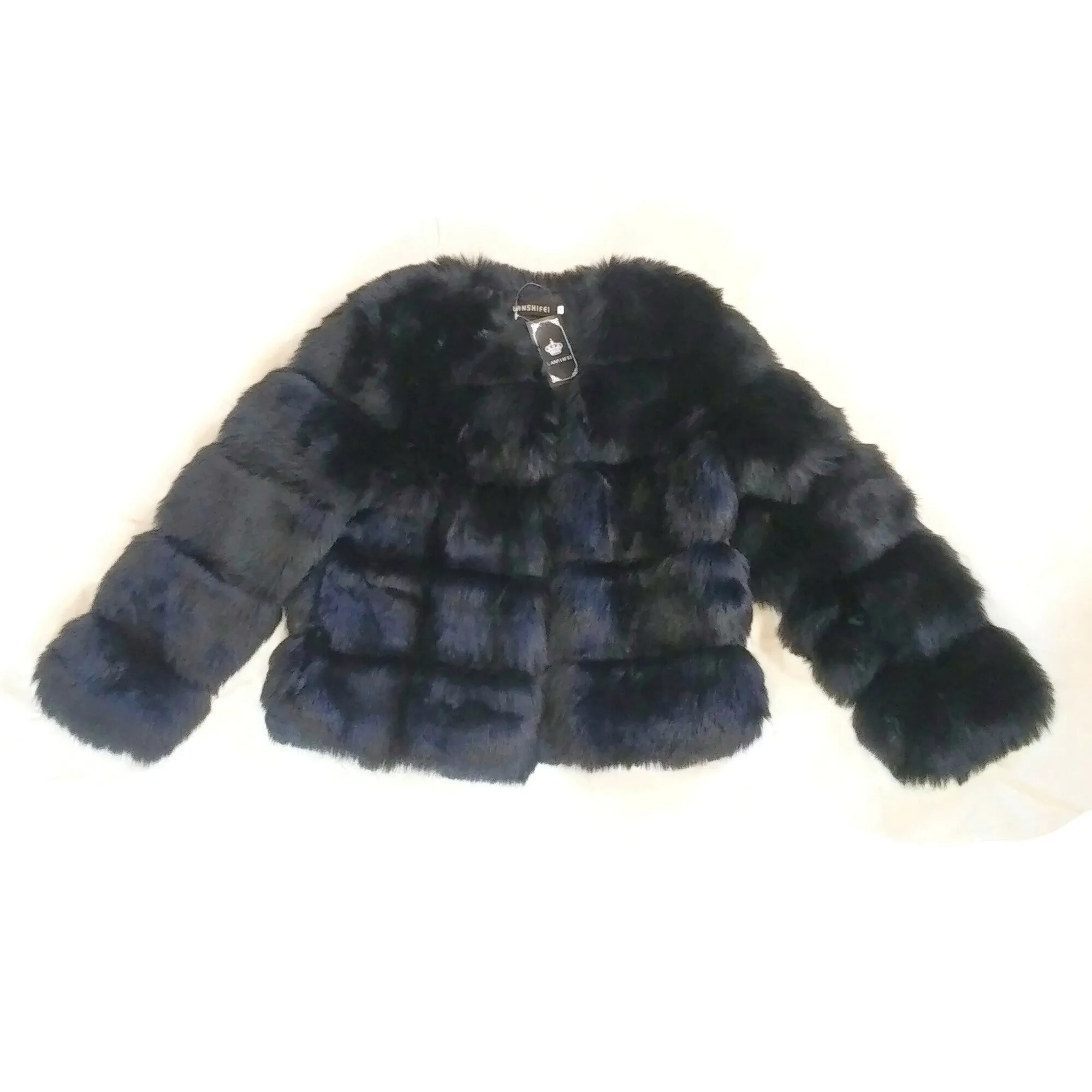 Women's Short Coat Ladies Warm Faux Fur Jacket Winter Black Holiday Gift for Her